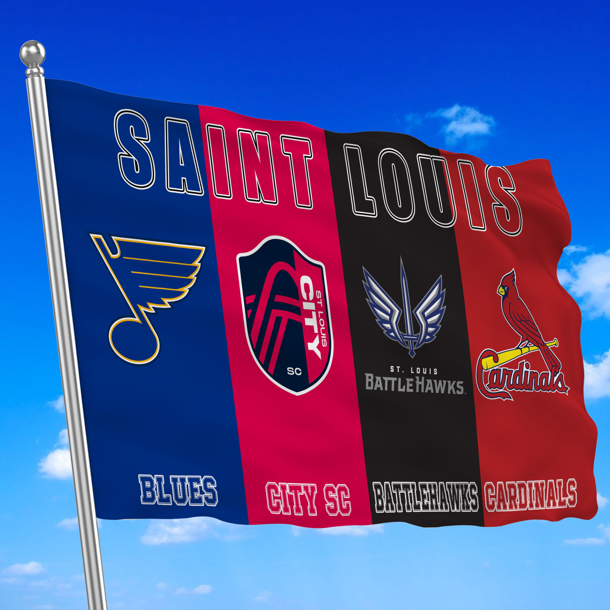 St Louis All Team Sports Flag Cardinals Blues City SC And