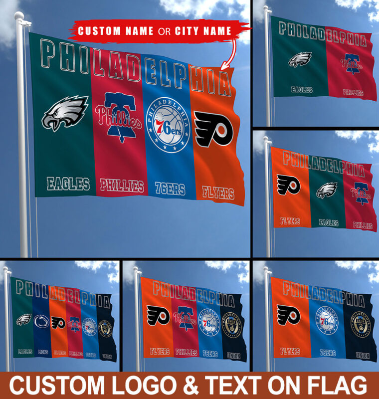 Philadelphia Sports Teams 4 LOGO Flags Eagles,Phillies,76ers,Flyer’s (3x5)  Flags