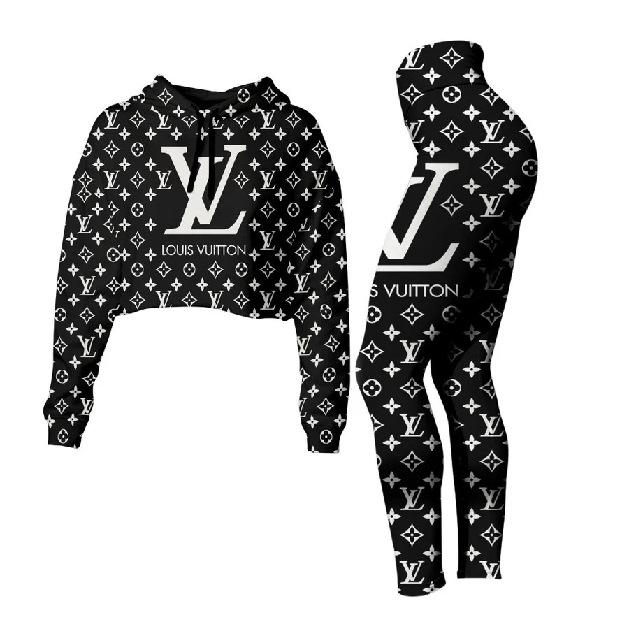 TRENDING] Louis Vuitton Black Hoodie Leggings Luxury Brand LV Clothing