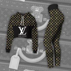 Louis Vuitton Brown croptop hoodie leggings for women luxury brand