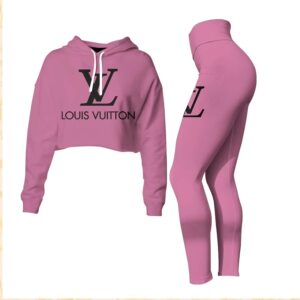Louis Vuitton Blue Croptop Hoodie Leggings For Women Luxury LV Clothing Trending 2023 - Welogift