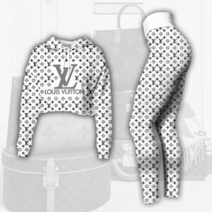 TRENDING] Louis Vuitton Black Hoodie Leggings Luxury Brand LV Clothing