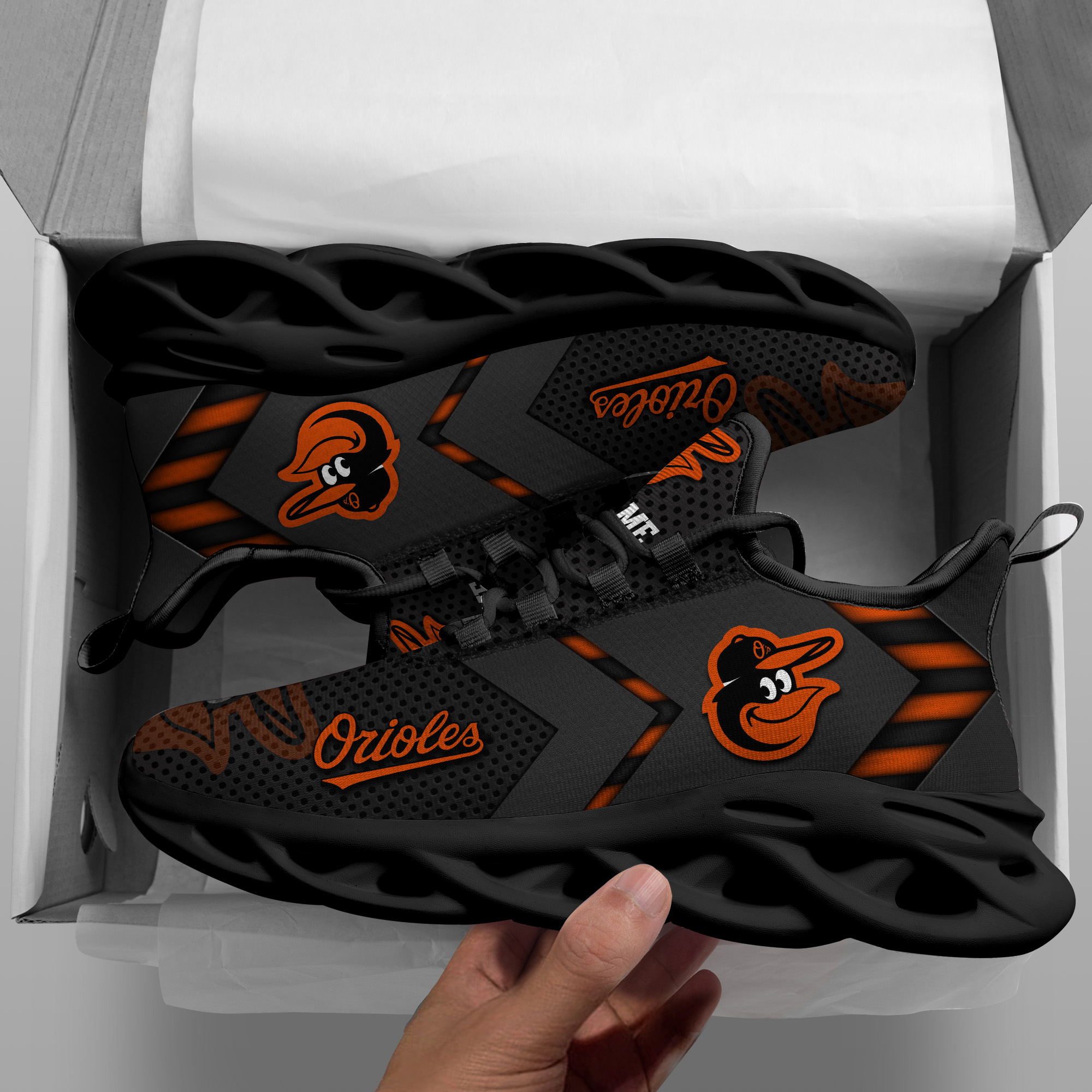 Baltimore Orioles MLB Personalized New Max Soul Sneaker - Owl