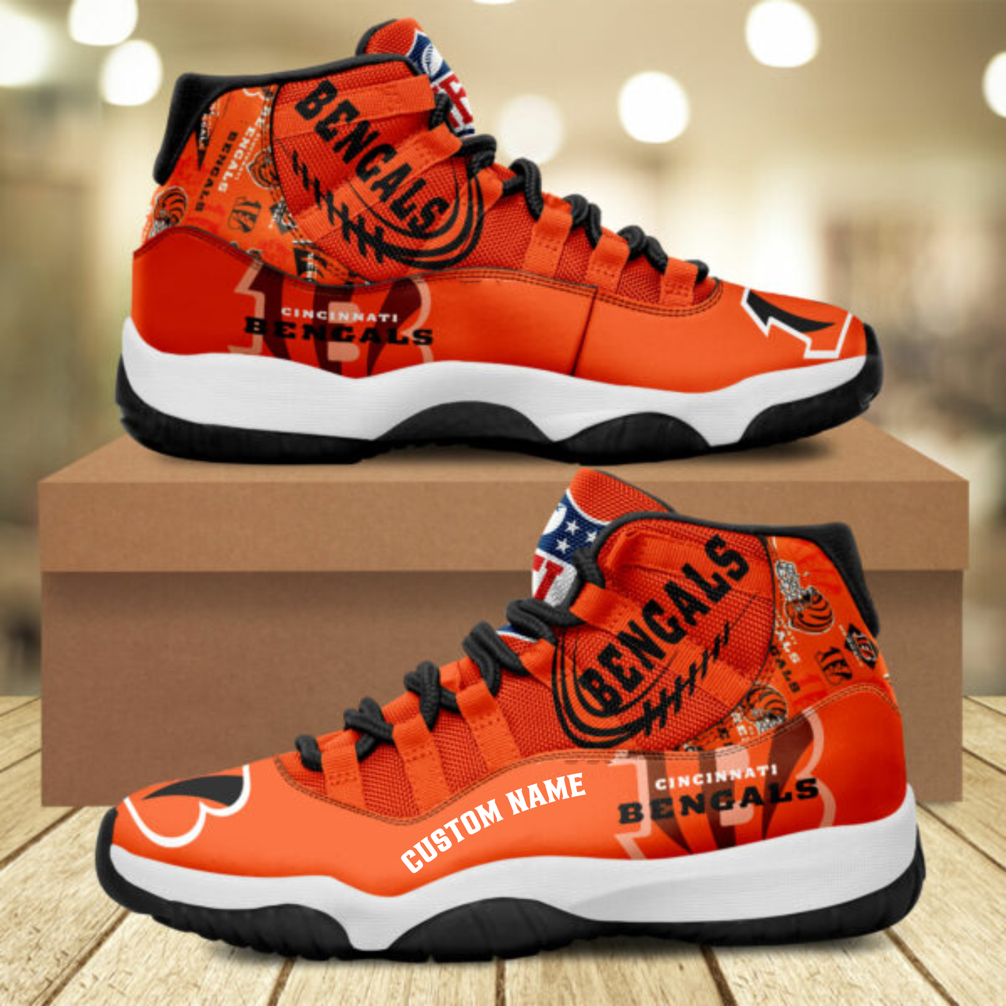 NFL Cincinnati Bengals Orange Black Skull Max Soul Sneakers