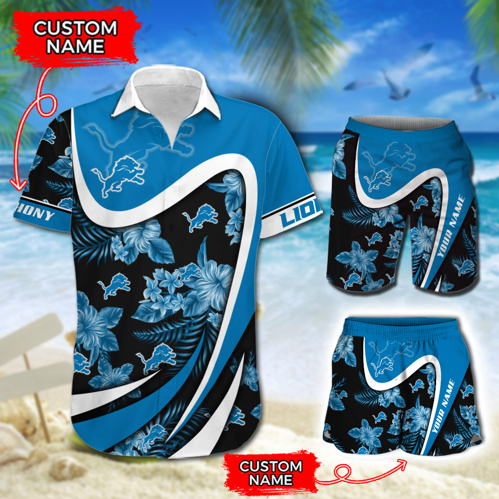 Detroit Lions NFL Custom Name Hawaiian Shirt For Men Women Gift