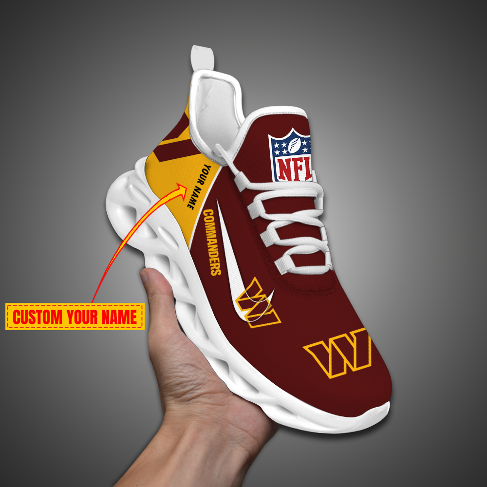 NFL Washington Commanders Brown Yellow Logo Max Soul Running Shoes -  T-shirts Low Price