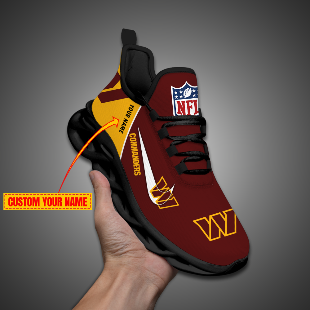 NFL Washington Commanders Brown Yellow Logo Max Soul Running Shoes in 2023