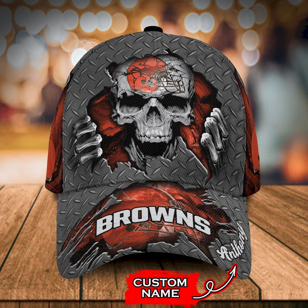 NFL Cleveland Browns Custom Name Number Skull Baseball Jersey