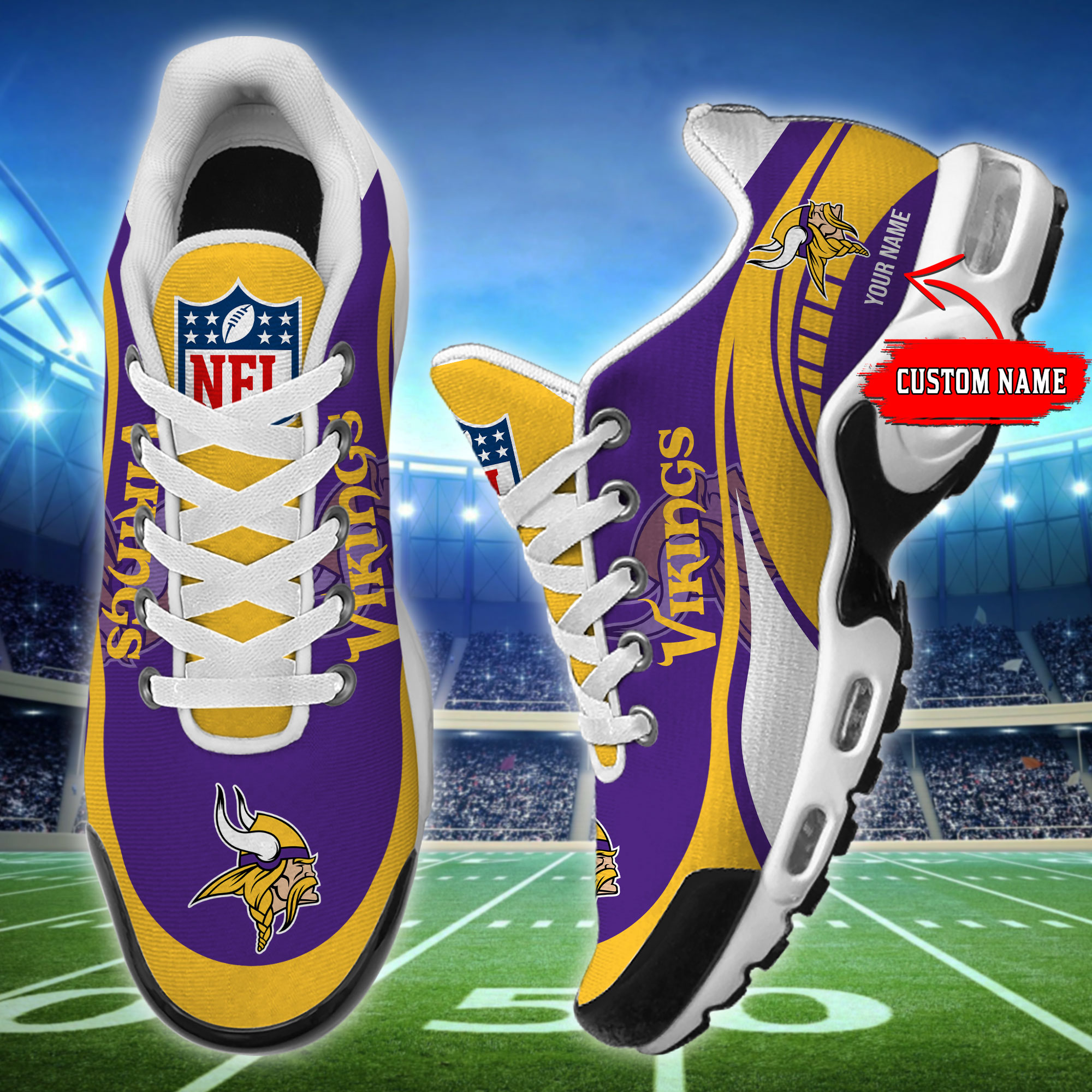 Minnesota Vikings Nfl Logo Football Team Shoes Sneakers – Pixeltee