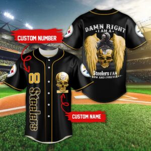 Pittsburgh Steelers Damn Right NFL Jersey Shirt Skull Custom Number And  Name Gift For Fans Halloween - Freedomdesign