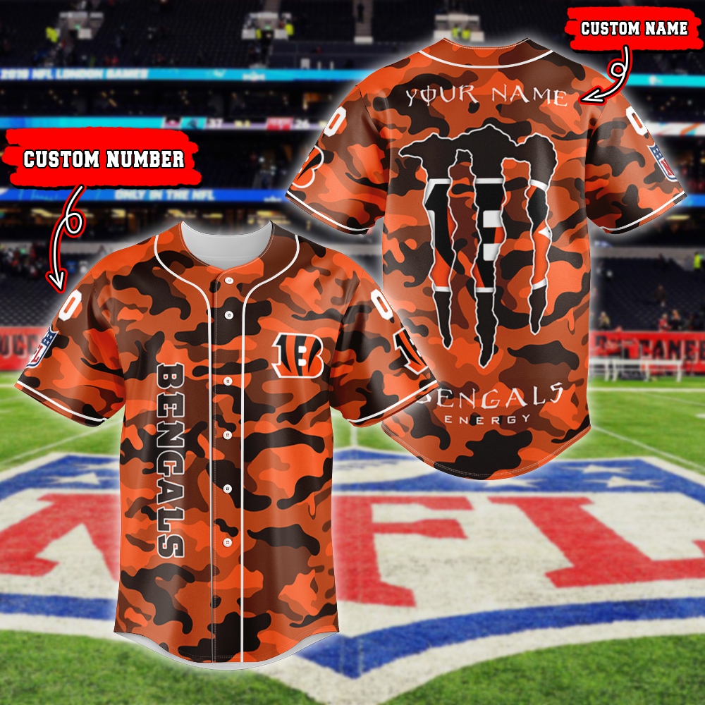 Cincinnati Bengals NFL Custom Name Baseball Jersey Shirt Gift For