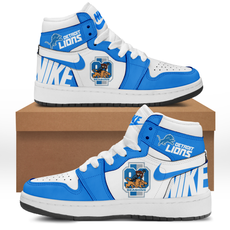 Lions Air Force One Custom Shoes. Detroit. Football. Mens 