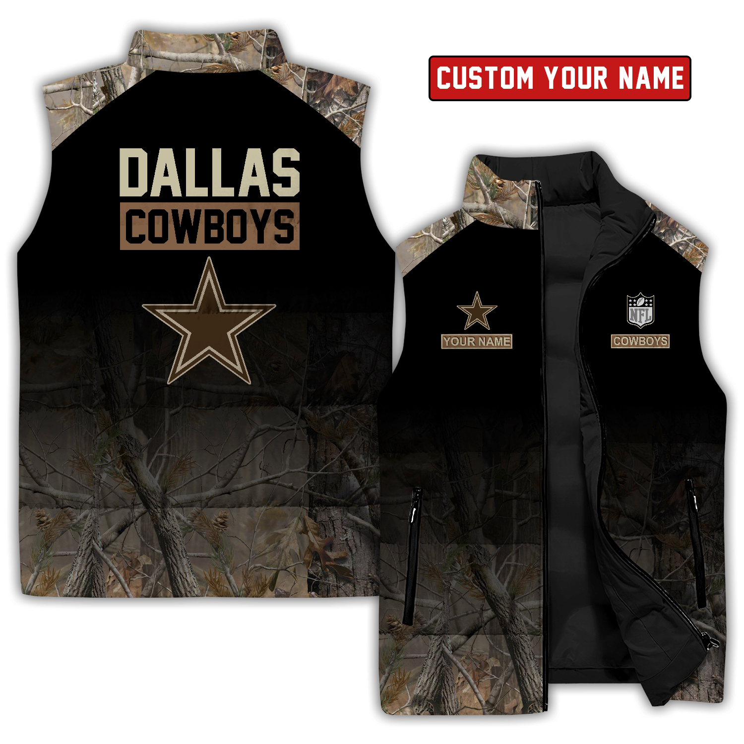 Men's Camo Skull Custom Name Dallas Cowboys Black T Shirt - Dallas Cowboys  Home