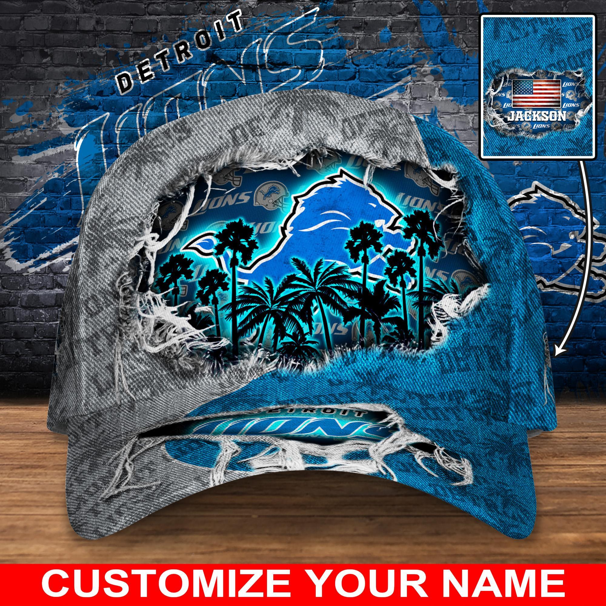 Detroit Lions NFL Skull Print Custom Name And Number Baseball