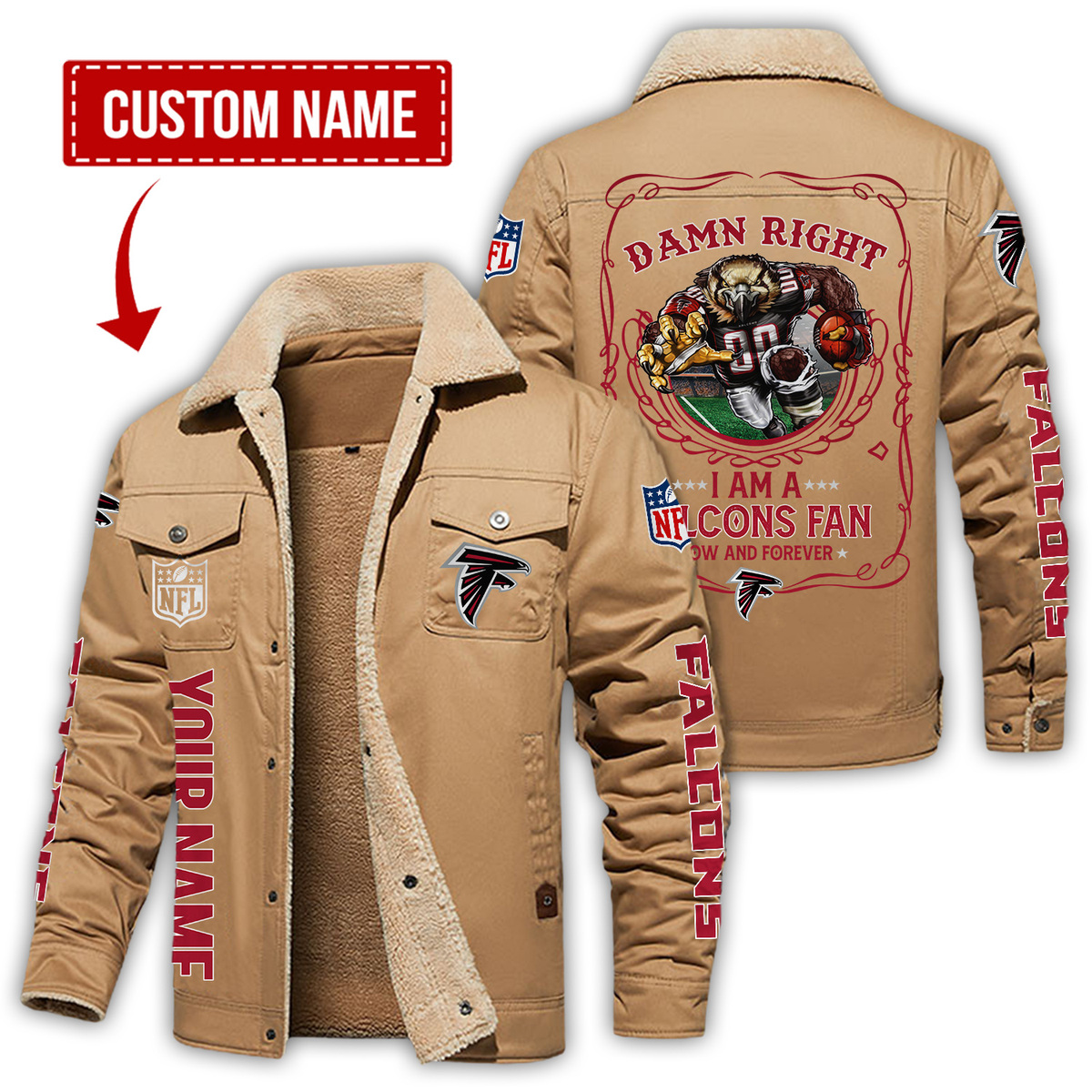 Atlanta Falcons - Throwback Varsity NFL Jacket :: FansMania