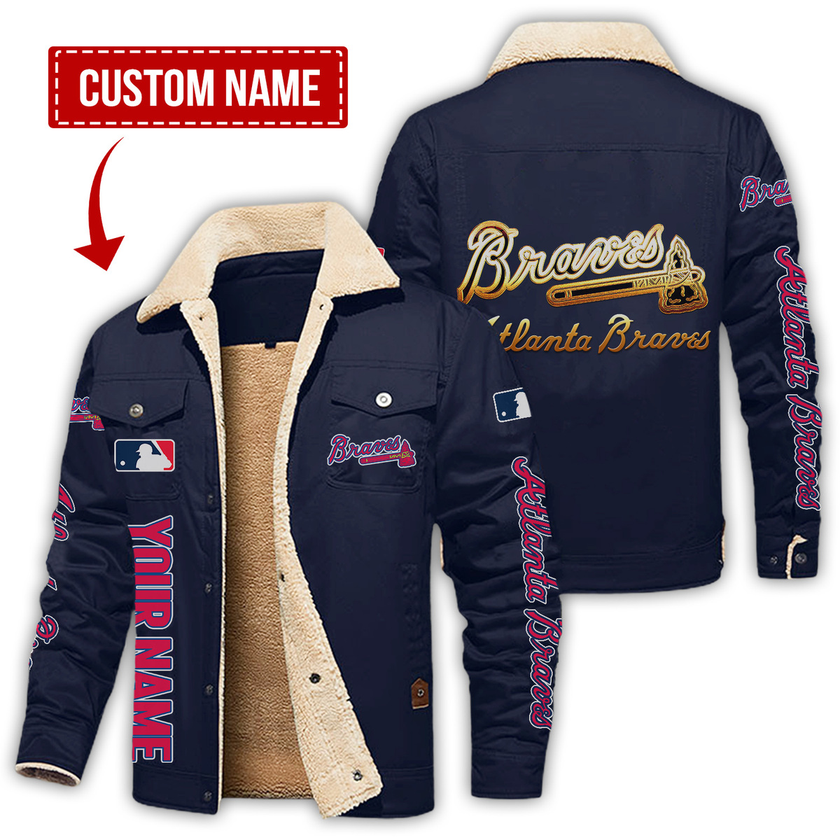 Atlanta Braves Bomber jacket - Navy Blue Varsity Jacket