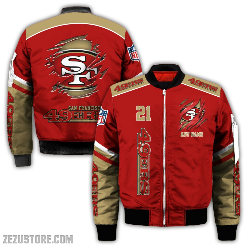 San Francisco 49ers-32 Team Custom Name NFL Zip Bomber Jacket ...
