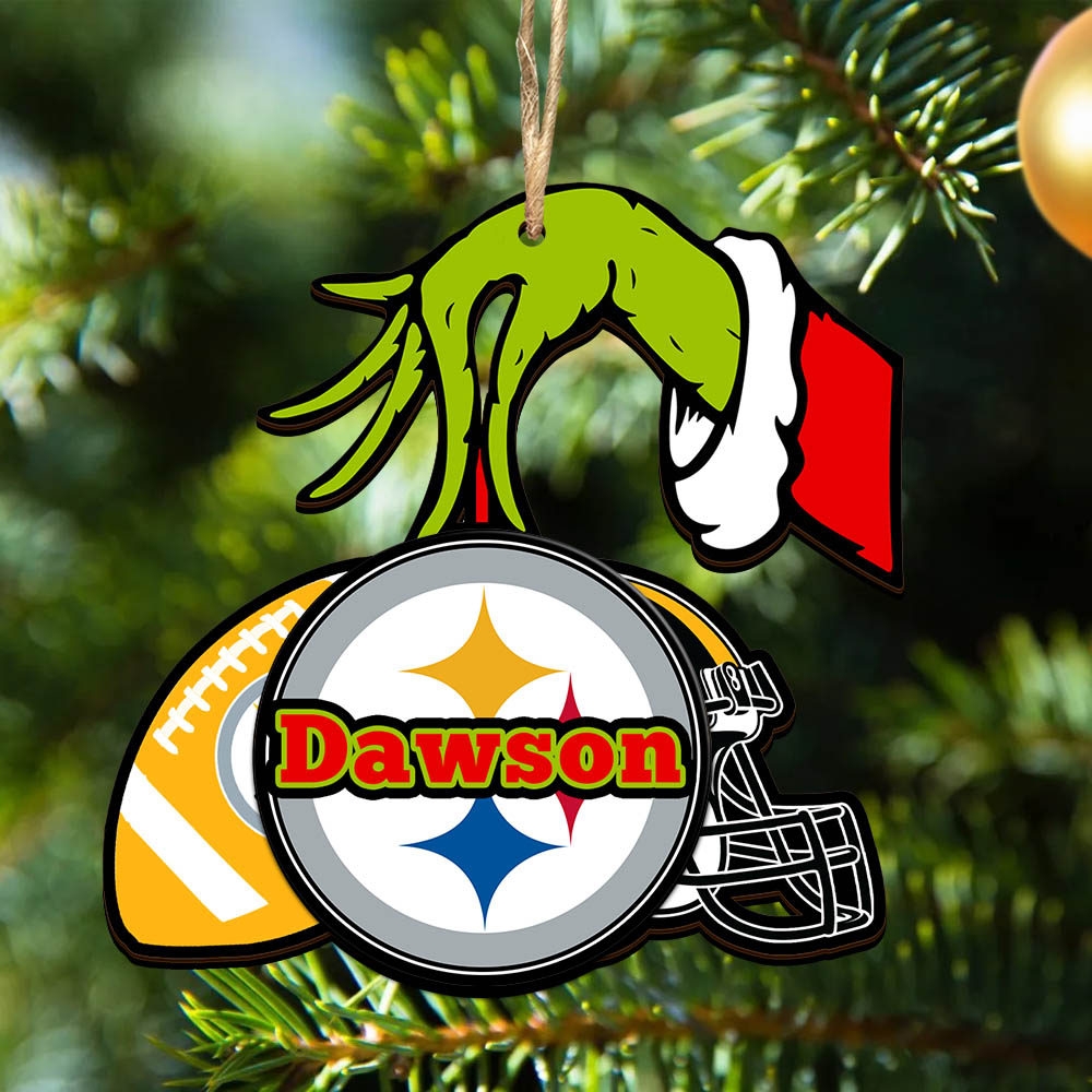 NFL Pittsburgh Steelers Personalized Premium Glass Ornament