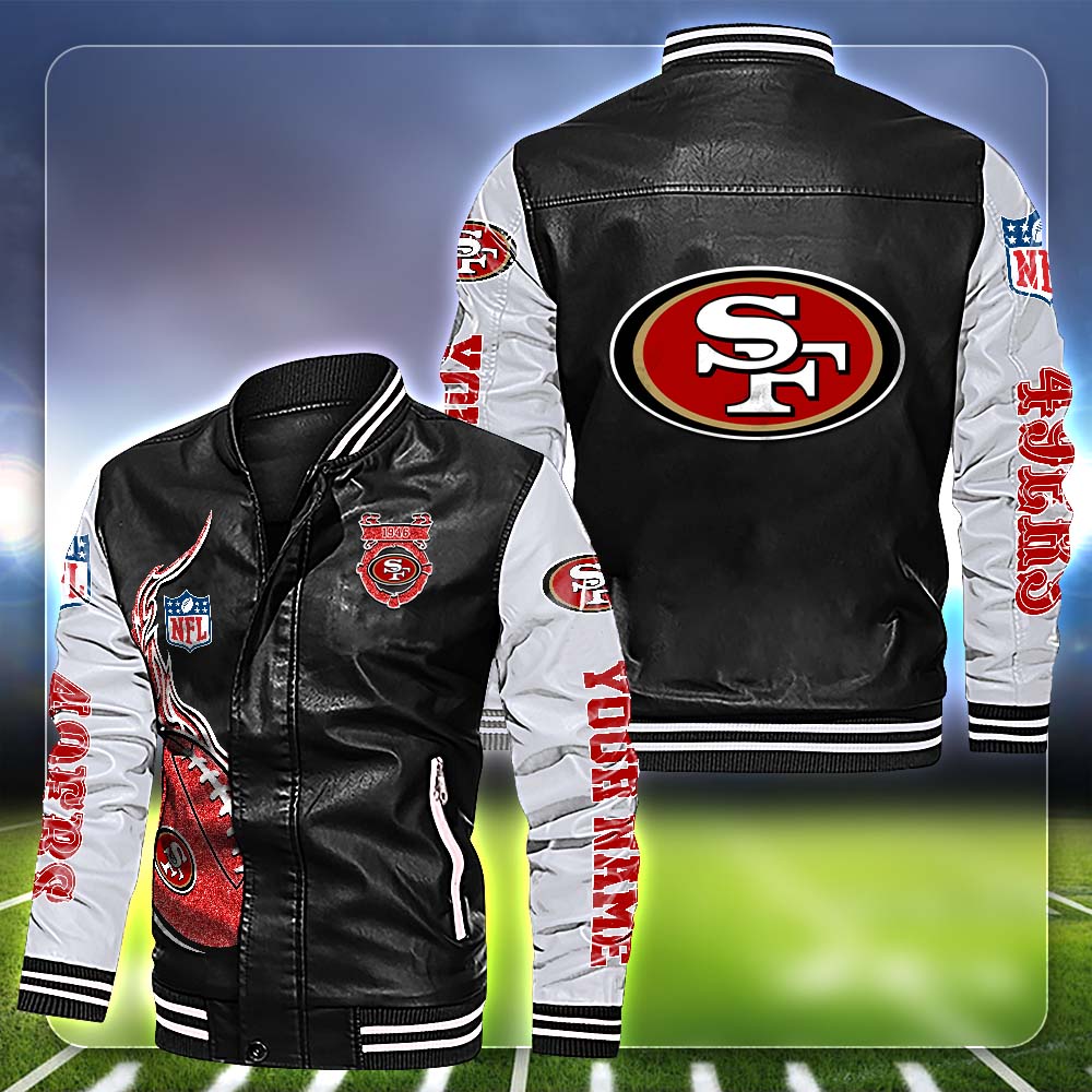 San Francisco 49ers-NFL Leather Bomber Jacket B06 Customized Your Name ...