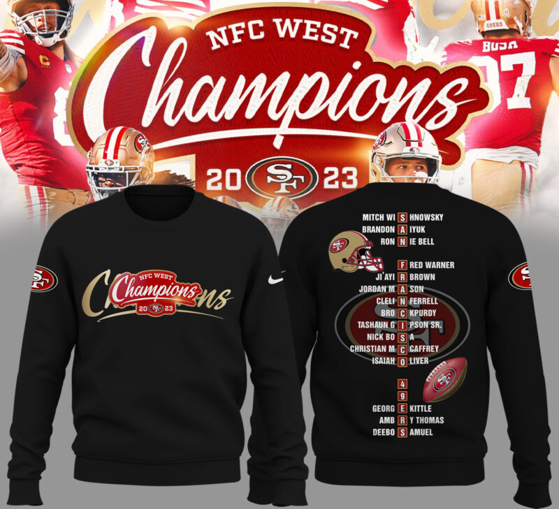 San Francisco 49ers Champions NFC West Division 2023 Black Sweatshirt ...